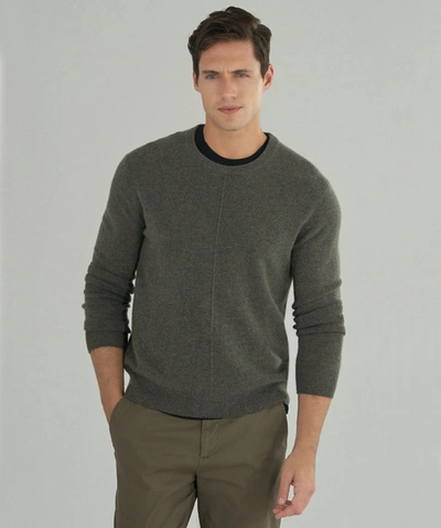 Atm Anthony Thomas Melillo Cashmere Exposed Seam Crew Neck Sweater In Heather Army