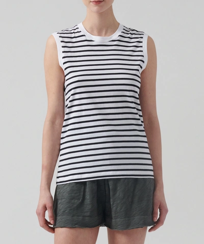 Atm Anthony Thomas Melillo Classic Jersey Sleeveless Boy Tee In Black/ White Stripe