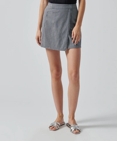 Atm Anthony Thomas Melillo Ticking Stripe Wrap Miniskirt In Naval Blue Combo