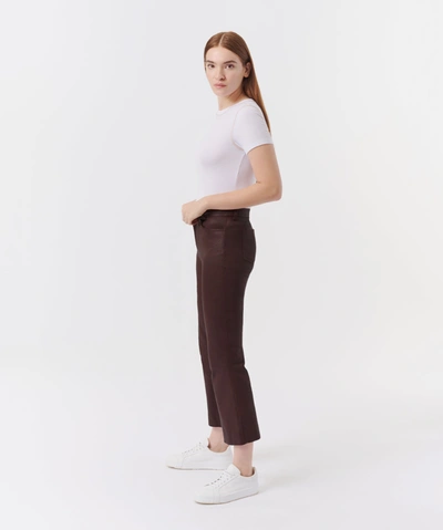 Atm Anthony Thomas Melillo Women's Leather Cropped Flared Pants In Chocolate