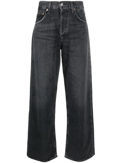 Agolde Black Low Slung Baggy Straight Jeans