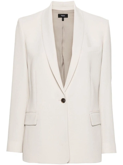 Theory Single-breasted Shawl-lapels Blazer In White