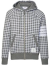 Thom Browne Checked Jacquard-knit Cotton Zip-up Hoodie In Grey