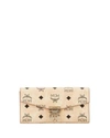 Mcm Patricia Two Fold Wallet With Chain In Visetos In Beige