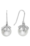 HOUSE OF FROSTED 14K GOLD 8-9MM CULTURED PEARL & DIAMOND EARRINGS