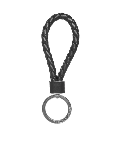 Bottega Veneta Intrecciato Leather Keyring In Black