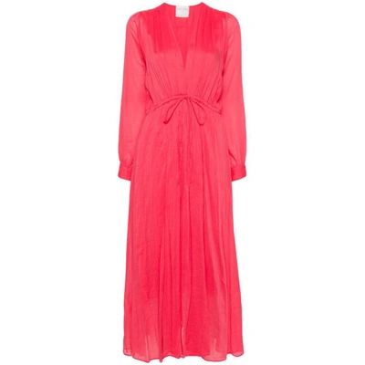 Forte Forte Long-sleeved Maxi Dress In Pink