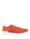 Kiton Stretch-knit Sneakers In Orange