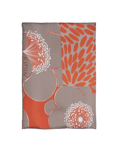 Kiton Orange Printed Silk Scarf