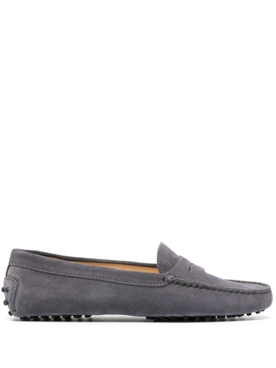 Tod's Gommino Suede Driving Shoes In Grey