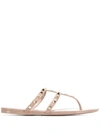 Valentino Sandalo Infradito Rockstud In Powder