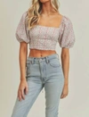 Lush Floral Print Crop Top In Multi In Purple