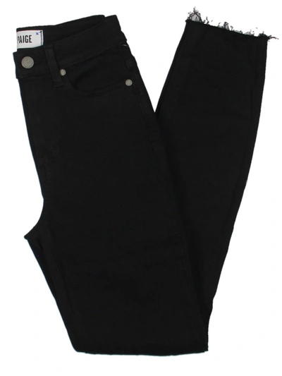 7 For All Mankind Margot Womens High Rise Destroyed Ankle Jeans In Black