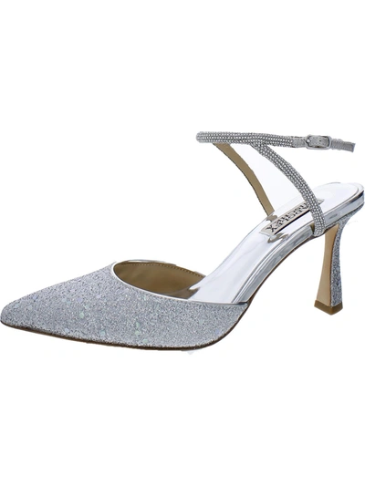Badgley Mischka Kamilah Womens Ankle Strap Dressy Pumps In Silver