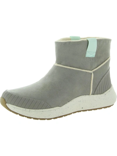 Dr. Scholl's Shoes Home Womens Faux Suede Slip On Ankle Boots In Grey