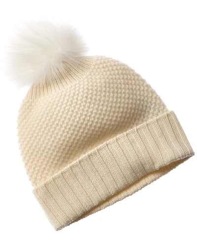 Forte Cashmere Chunky Pompom Cashmere Hat In White