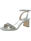 Badgley Mischka Marsha Womens Leather Slip On Heels In Silver