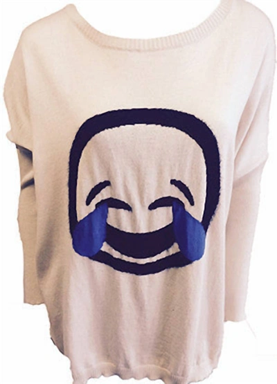 Angel Cryin Laughter Emoji Top In Stone/black In Multi