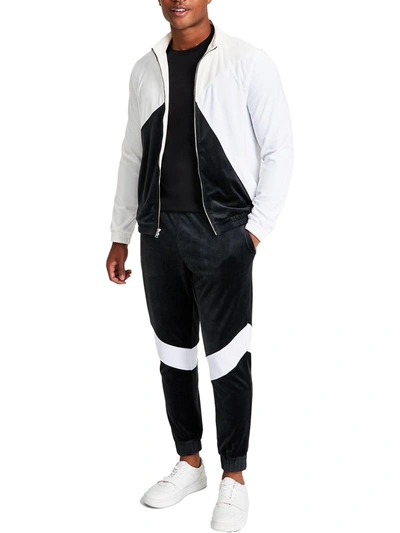 Inc Mens Velour Colorblock Track Jacket In White