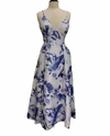 BARIANO ANNE ASYMMETRICAL FLORAL GOWN IN WHITE/BLUE