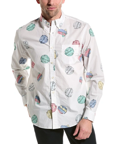 Brooks Brothers Friday Shirt, Poplin Shirt Print | White | Size Xl