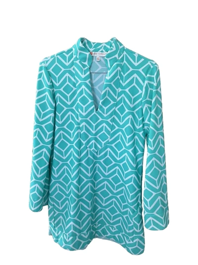 Jude Connally Chris Tunic Top In Sail Geo Seafoam In Blue