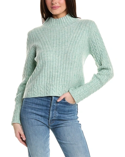 Rain + Rose Cable Wool-blend Sweater In Green