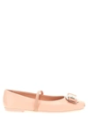 Ferragamo Zina Leather Bow Mary Jane Ballerina Flats In Pink