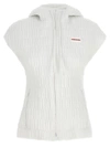 Ferragamo Hooded Vest Sleeveless Elastic Waistband In White