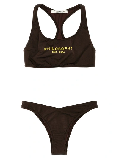 Philosophy Di Lorenzo Serafini Logo Print Bikini In Brown