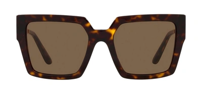 Dolce & Gabbana Embellished Dg Mixed-media Square Sunglasses In Brown