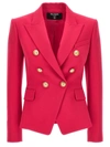 Balmain Embossed-button Double-breasted Blazer In Fuchsia