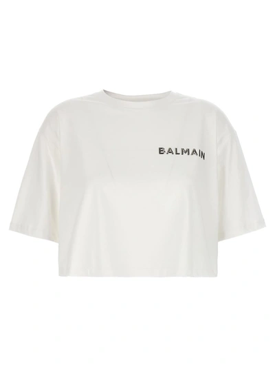 BALMAIN BALMAIN LOGO CROPPED T-SHIRT