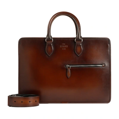 Berluti 2 Jour Neo Scritto Venezia Leather Briefcase In Brown