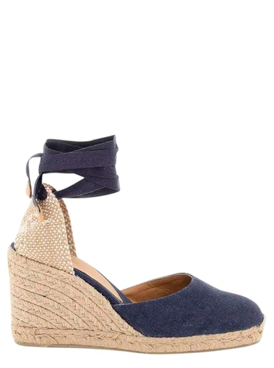 Castaã±er Carina Canvas Wedge Sandal In Blue