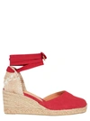 Castaã±er Red Carina 80 Cotton Canvas Wedge Sandals In Red