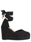 Castaã±er Black Carina Espadrille Sandals With Wedge Heel In Black