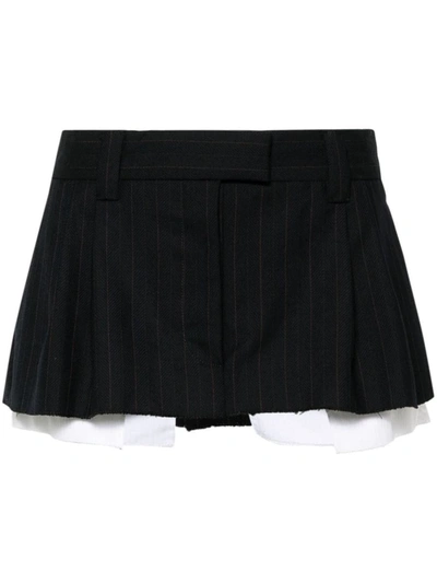 Miu Miu Pleated Pinstripe Miniskirt In Blue