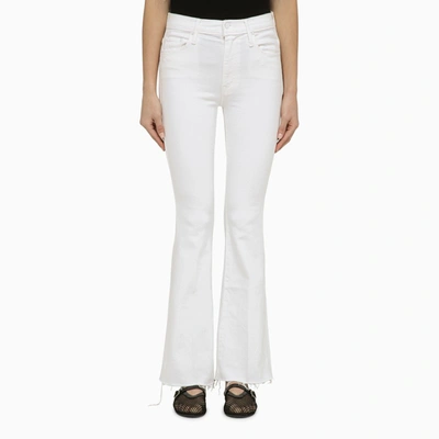 MOTHER THE WEEKENDER FRAY WHITE DENIM JEANS