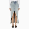 Mother The Ditcher Maxi Super Frayed Skirt In Light Blue