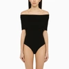 Alaïa Off-shoulder Knit Bodysuit In Black