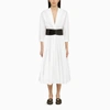 Alaïa Belted Poplin Midi Dress In White