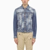 DSQUARED2 NAVY JEANS JACKET WITH TEARS