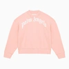 Palm Angels Pink Cotton Sweatshirt With Logo In Pink