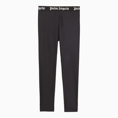 Palm Angels Kids' Logo-waistband Cropped Legging In Black