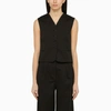 LOULOU STUDIO LOULOU STUDIO BLACK COTTON AND LINEN WAISTCOAT