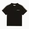 PALM ANGELS BLACK COTTON T-SHIRT WITH LOGO