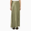Vince Womens Artichoke-347art Flared-hem Crinkle-texture Satin Midi Skirt In Green