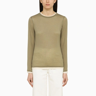 VINCE VINCE GREEN DOUBLE-LAYER T-SHIRT