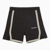 PALM ANGELS BLACK AND WHITE COTTON SHORTS WITH LOGO